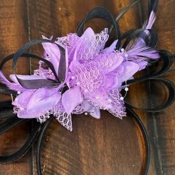 lavender & black fascinator headband oaks derby